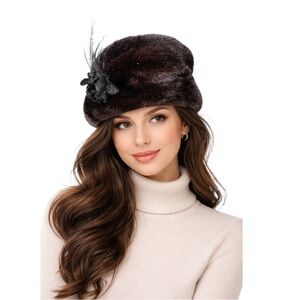 Vintage Genuine Mink Fur Hat Kates Boutique Canada Floral Accent Winter Formal